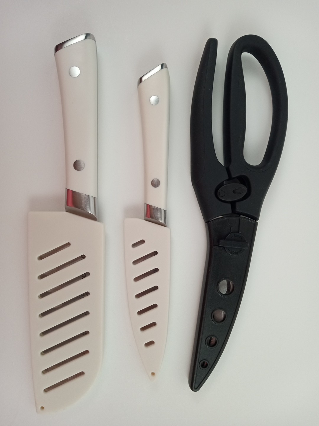 Schmidt Bros Set of 3 German Stainless Steel Knives 5″ Santoku, 4″ Paring, Shear
