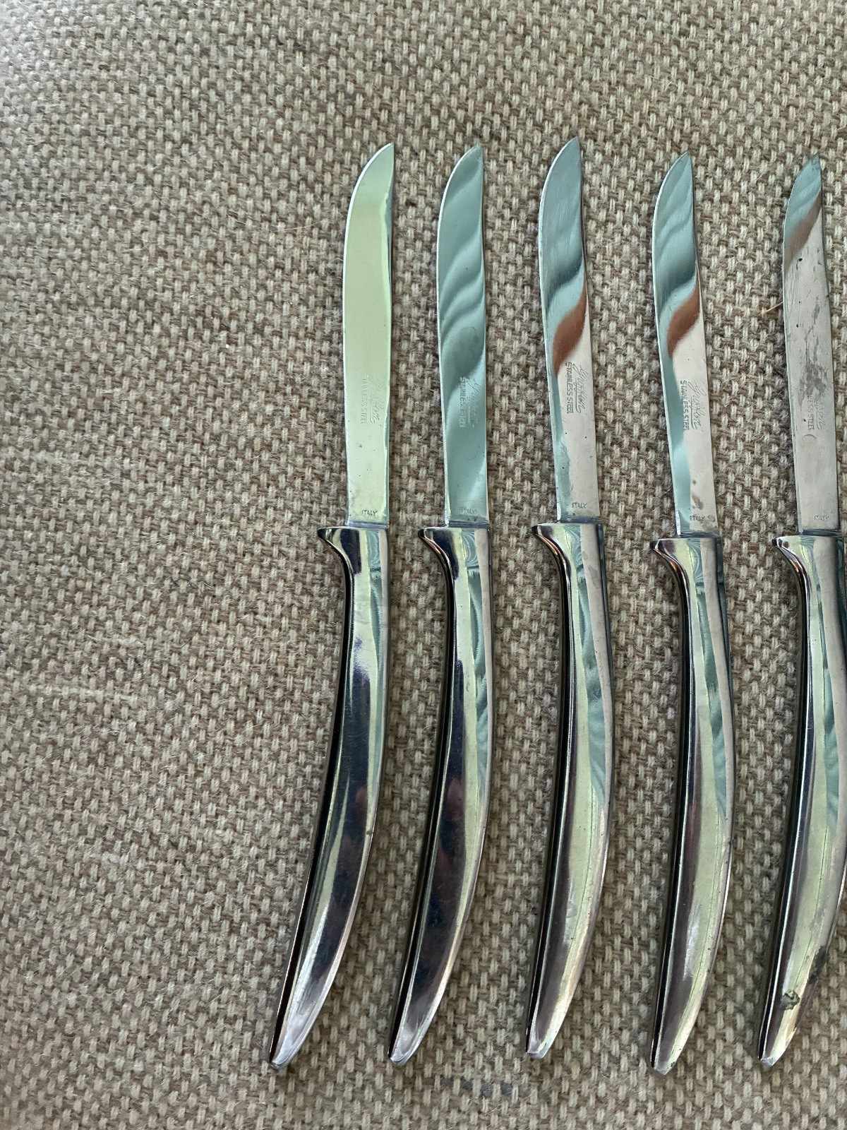 Vintage GRIFFON Italian Polished Stainless Steel Steak Knife Set – 6 Knives