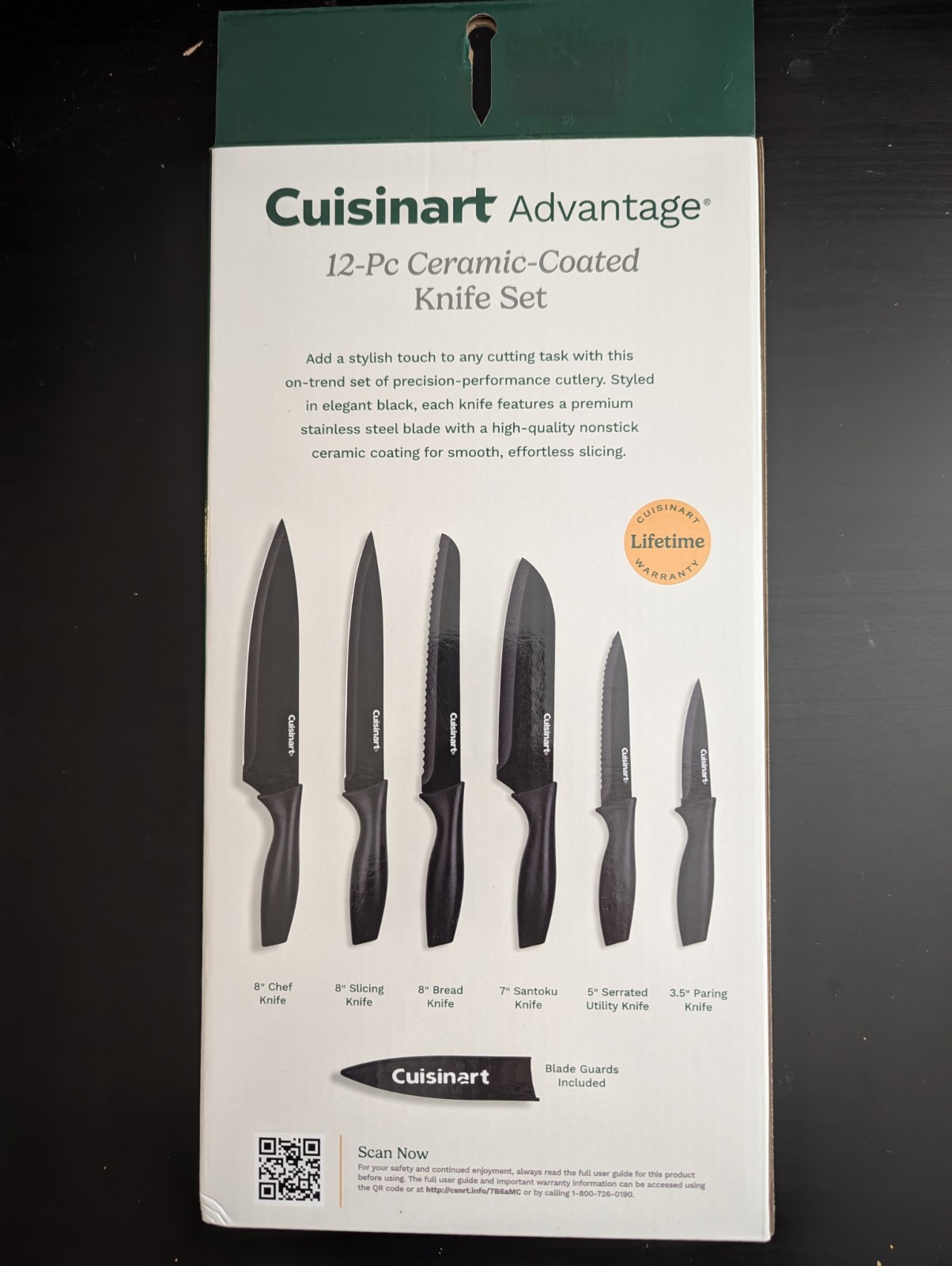 Cuisinart Advantage 12-Piece Knife Set with Blade Guards, BLACK