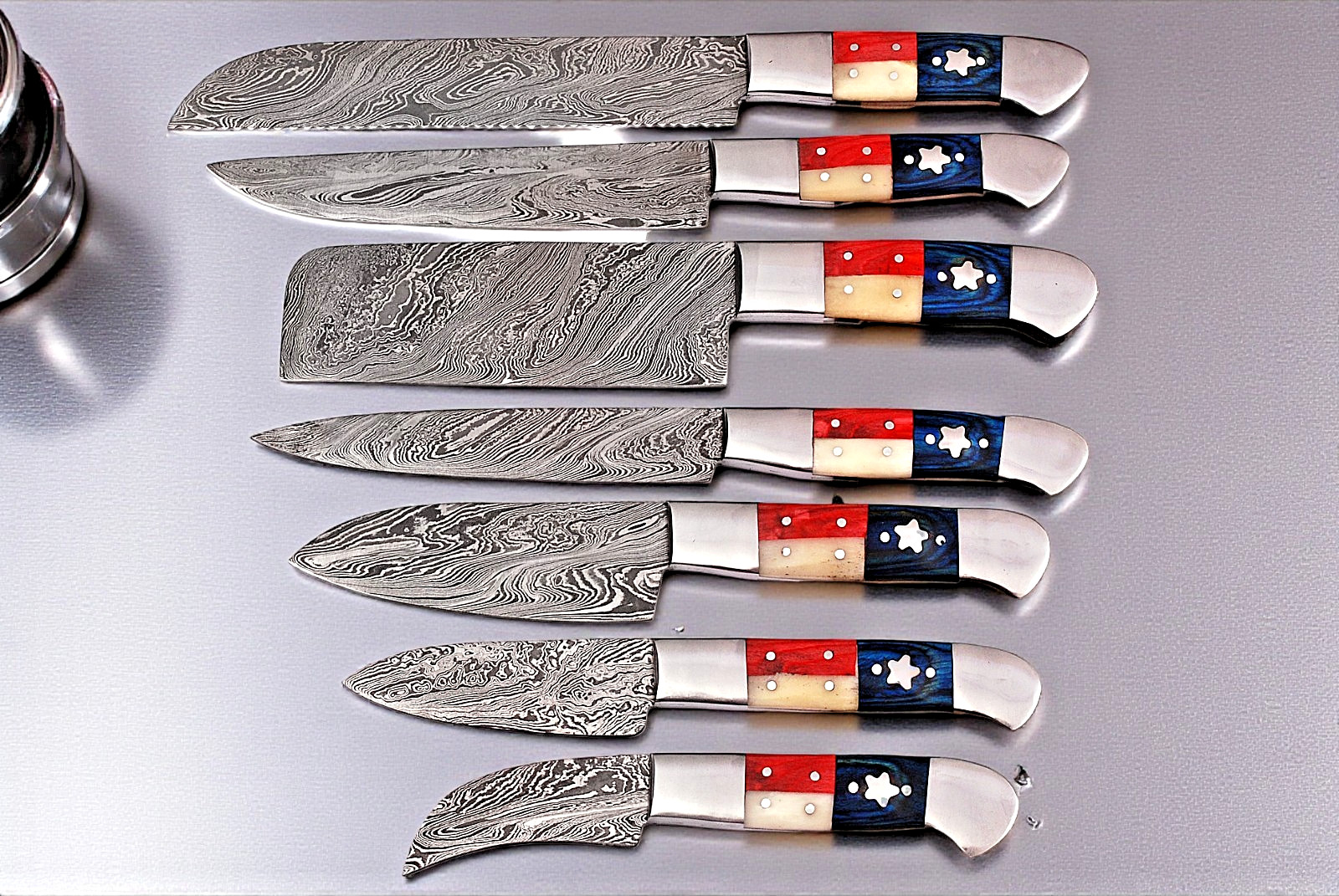 CUSTOM MADE HAND FORGED DAMASCUS STEEL CHEF SET KITCHEN KNIVES 913