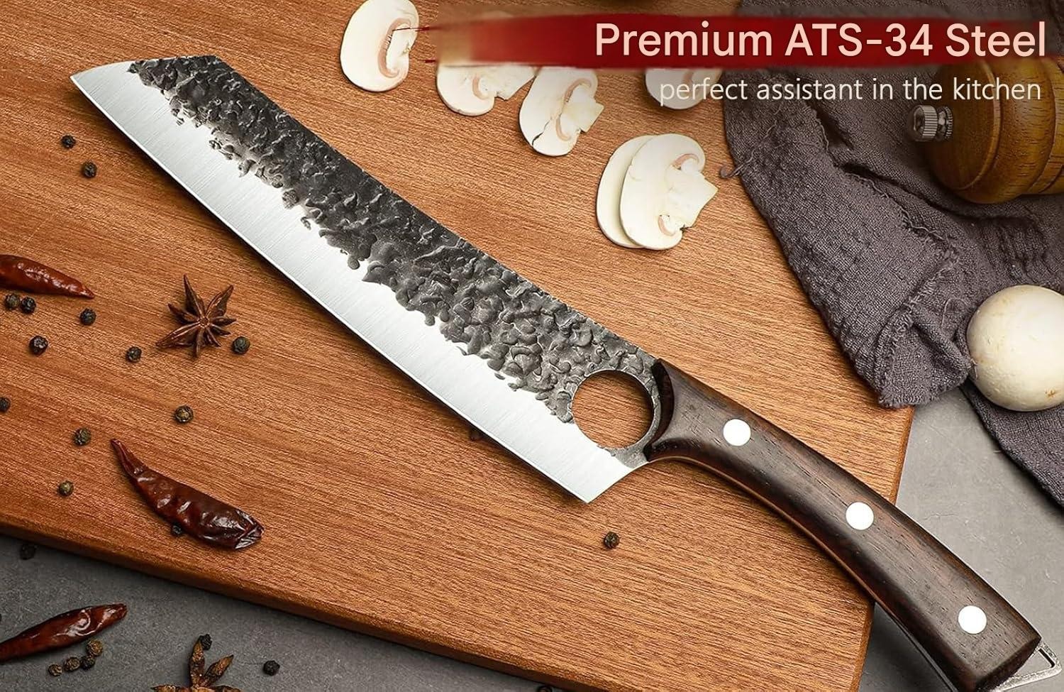 Serbian Chef Knife Set Hand Forged Butcher Knife Set with Bag Brisket & Trimming