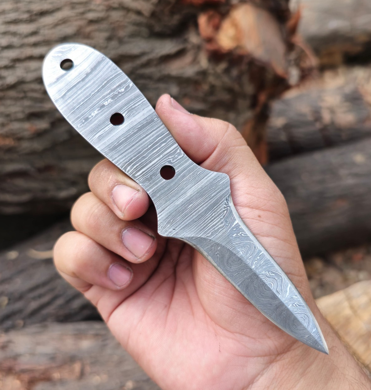Oyster Knife Blank Shucker Shucking Clam Damascus Steel Fixed Blade Full Tang