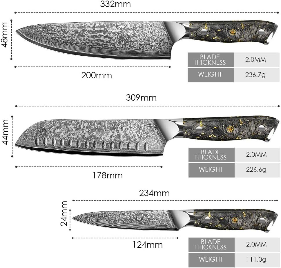 Damascus Kitchen Chef Knife/Santoku Knife VG10 Damascus Steel Hand forged Knife