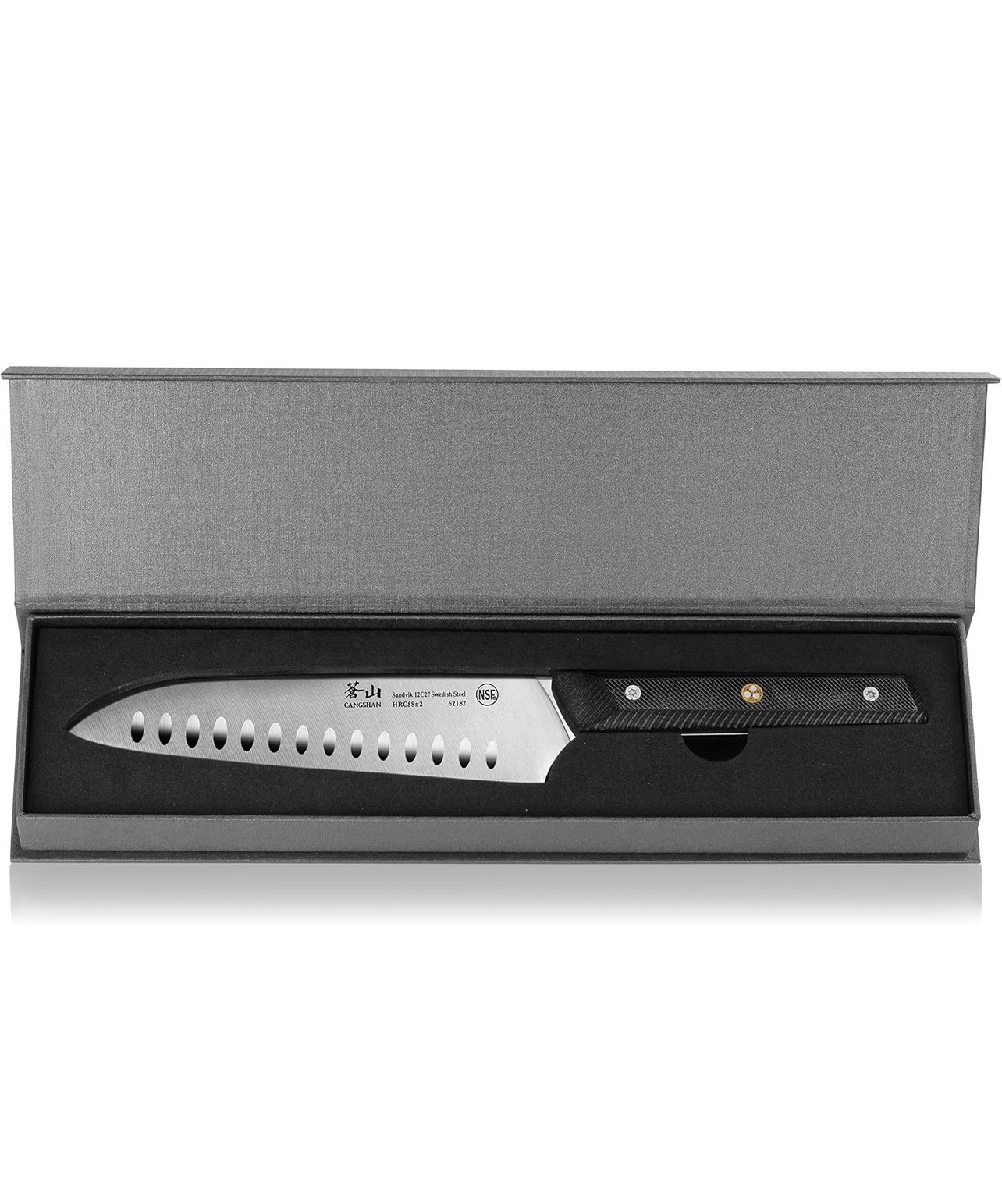 Cangshan TG Series 62182 Swedish 12C27 Steel Santoku Knife, 7-Inch, G10 Handle