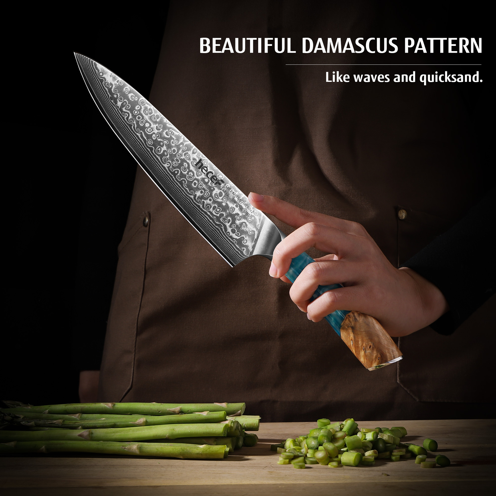 8in Damascus Knife 67-Layer Steel Stainless Steel Chef Knife G10 Resin Handle