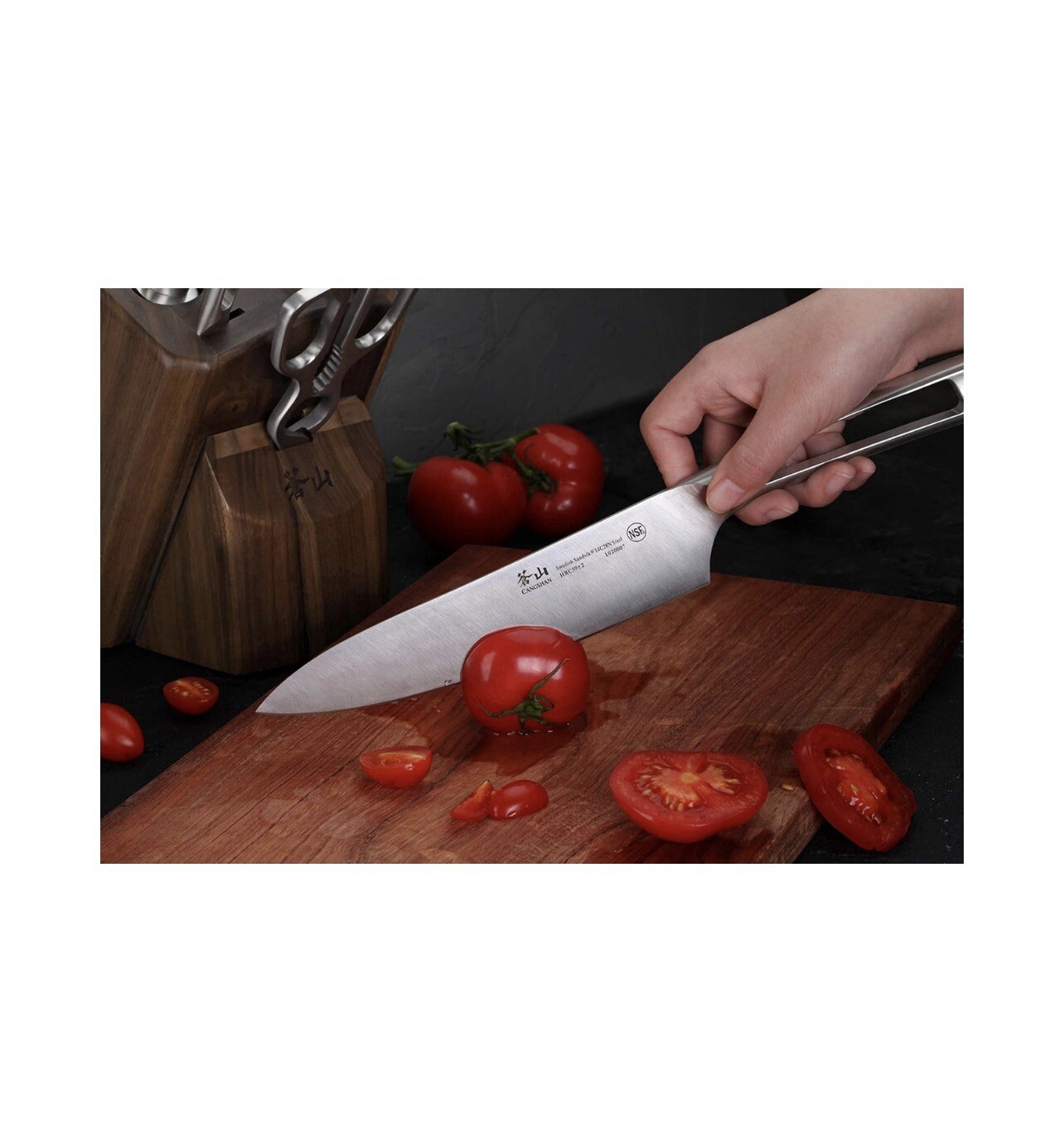 Cangshan TN1 Series 1021950 Swedish 14C28N Steel Forged 8-Piece Knife Block