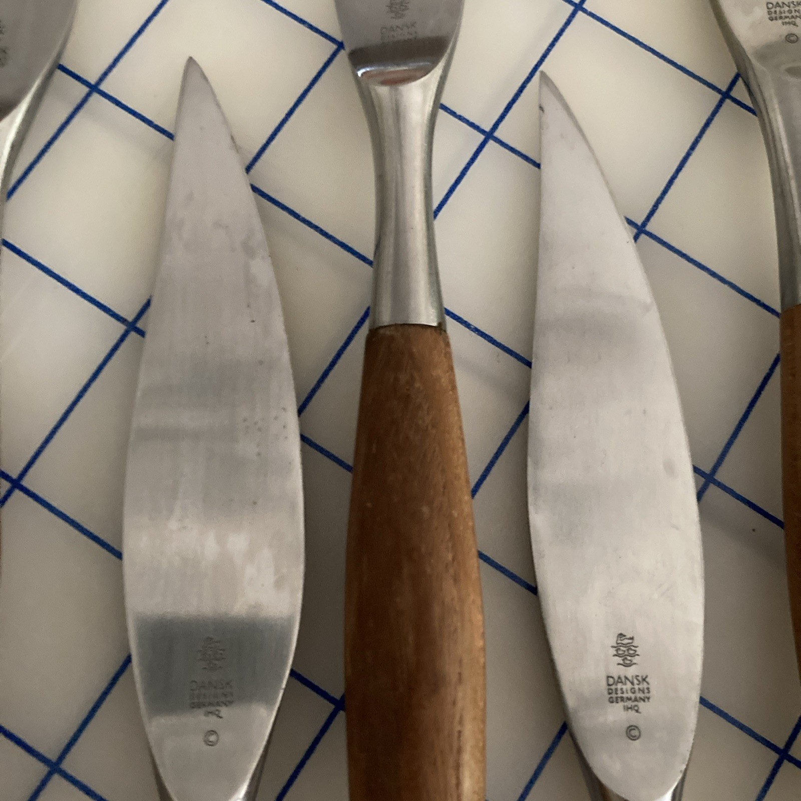 (Set of SEVEN) Dansk Fjord Steak Knives Germany IHQ Teak Handles