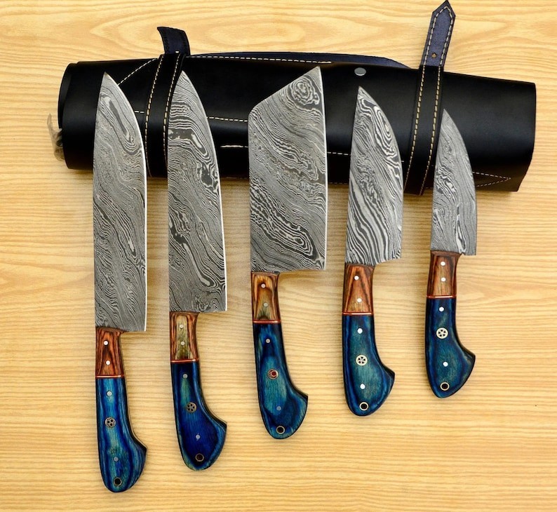 Handmade Damascus Steel Chef Knife set Kitchen Knives Best valentine Gift