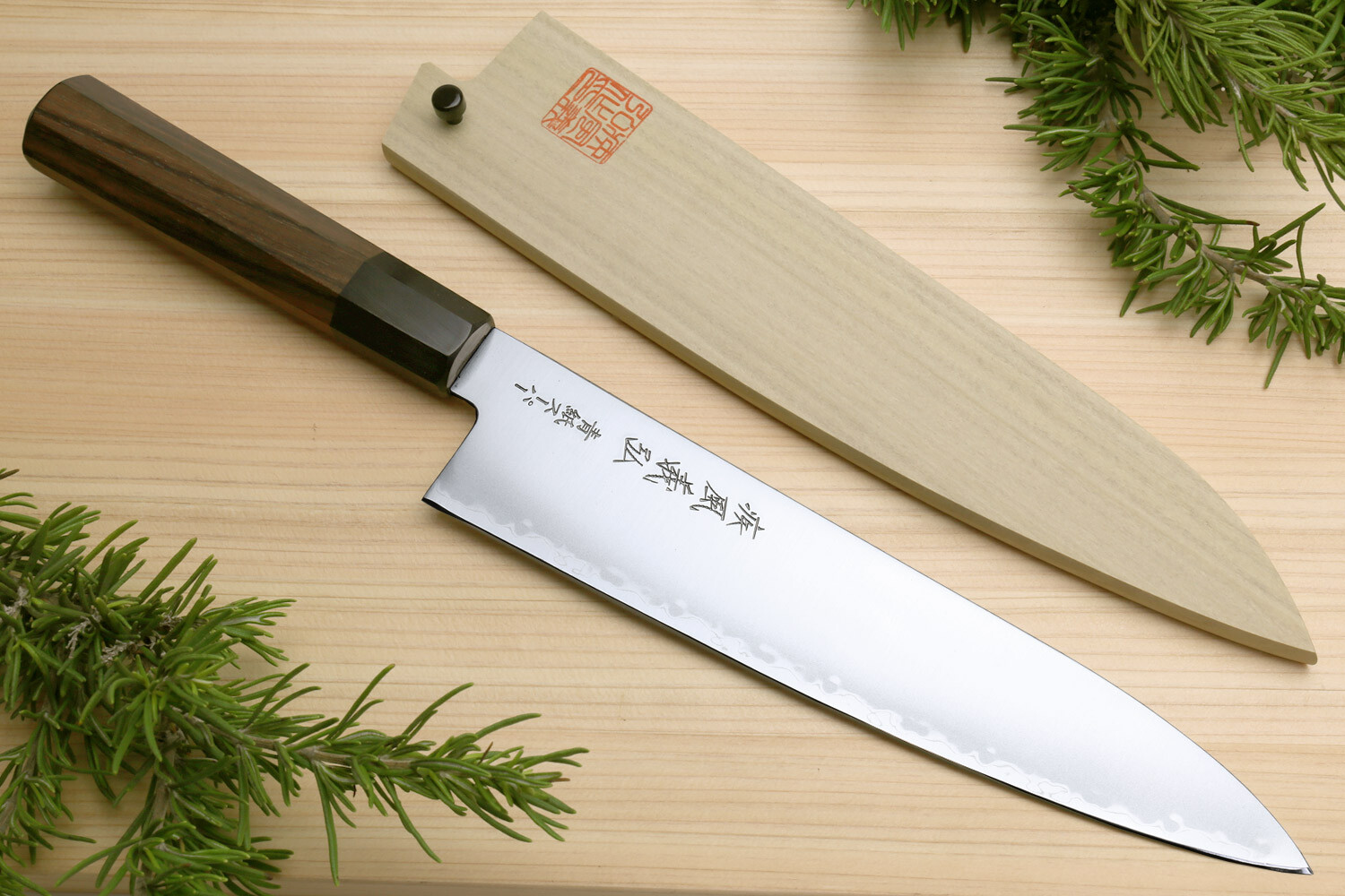 Yoshihiro Super Blue Steel Clad Gyuto Chefs Knife Rosewood Handle