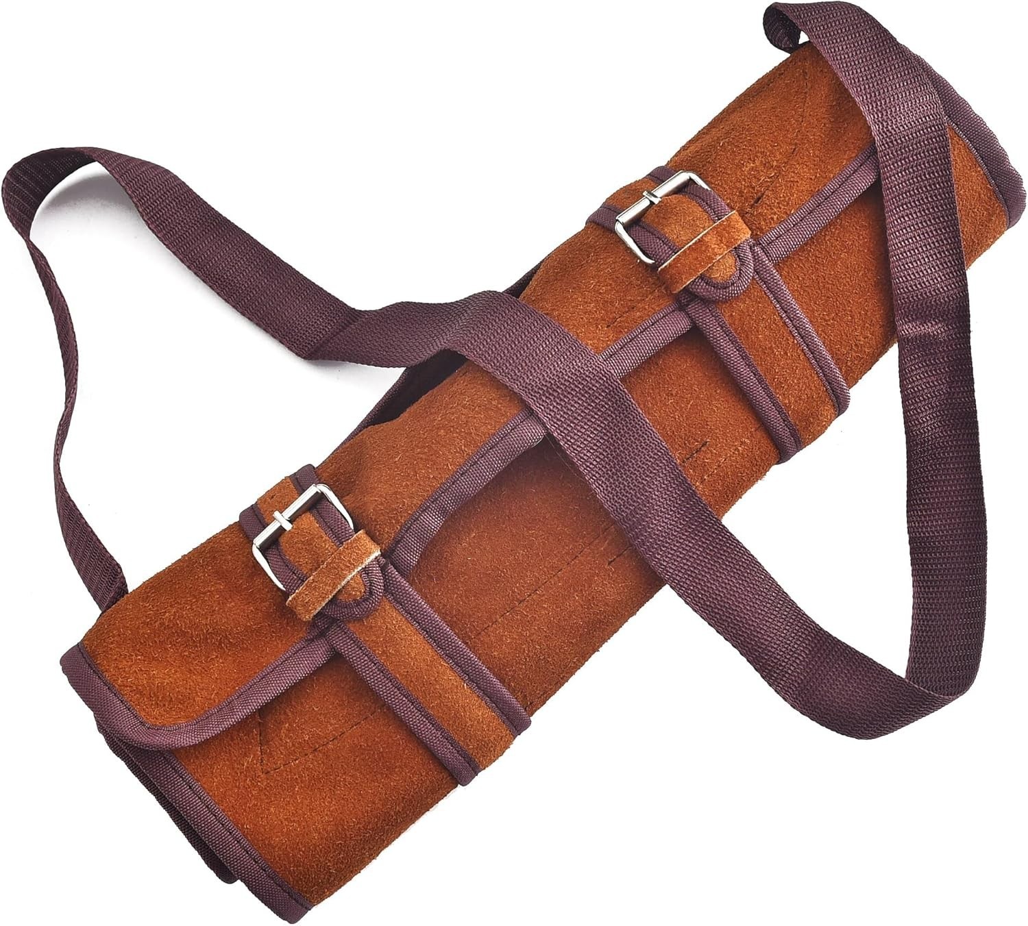 Custom made7 pcs Rust Resistant Damascus Kitchen Knife Set with Leather RollBag