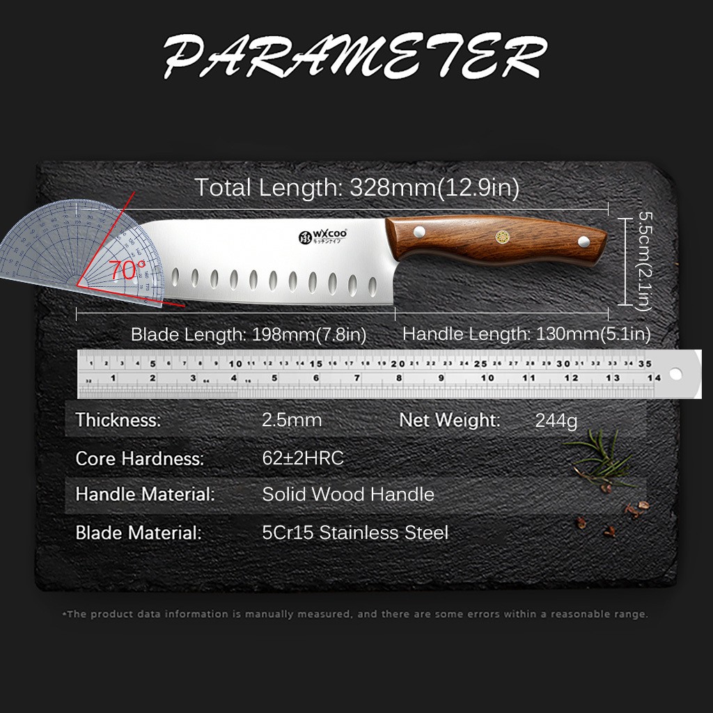 Santoku Kitchen Knife Food ScissorsCooking Knives for Vegetable Meat Cutting