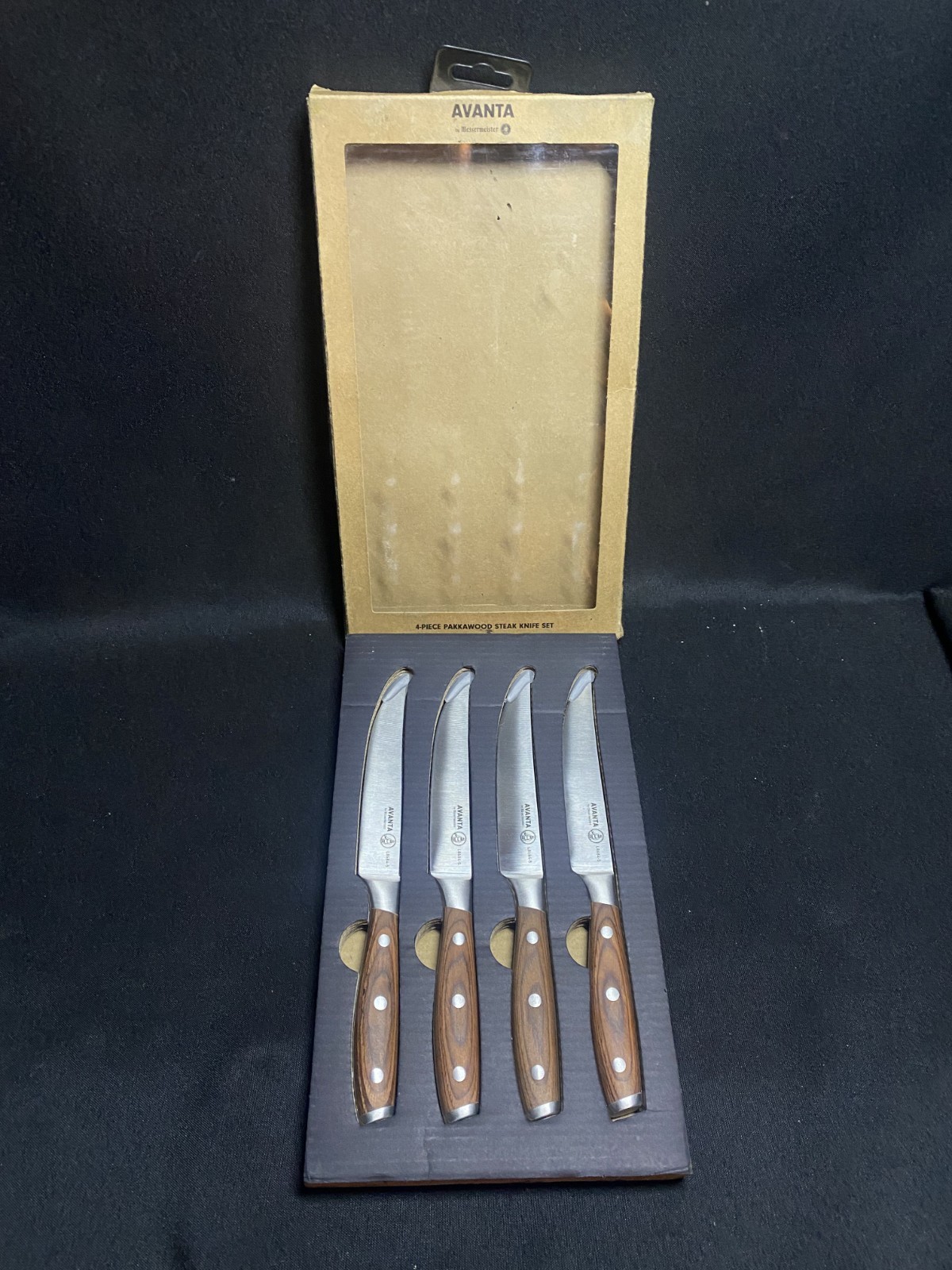 Messermeister Avanta 4-Piece Steak Knife Set German Stainless Steel Pakkawood