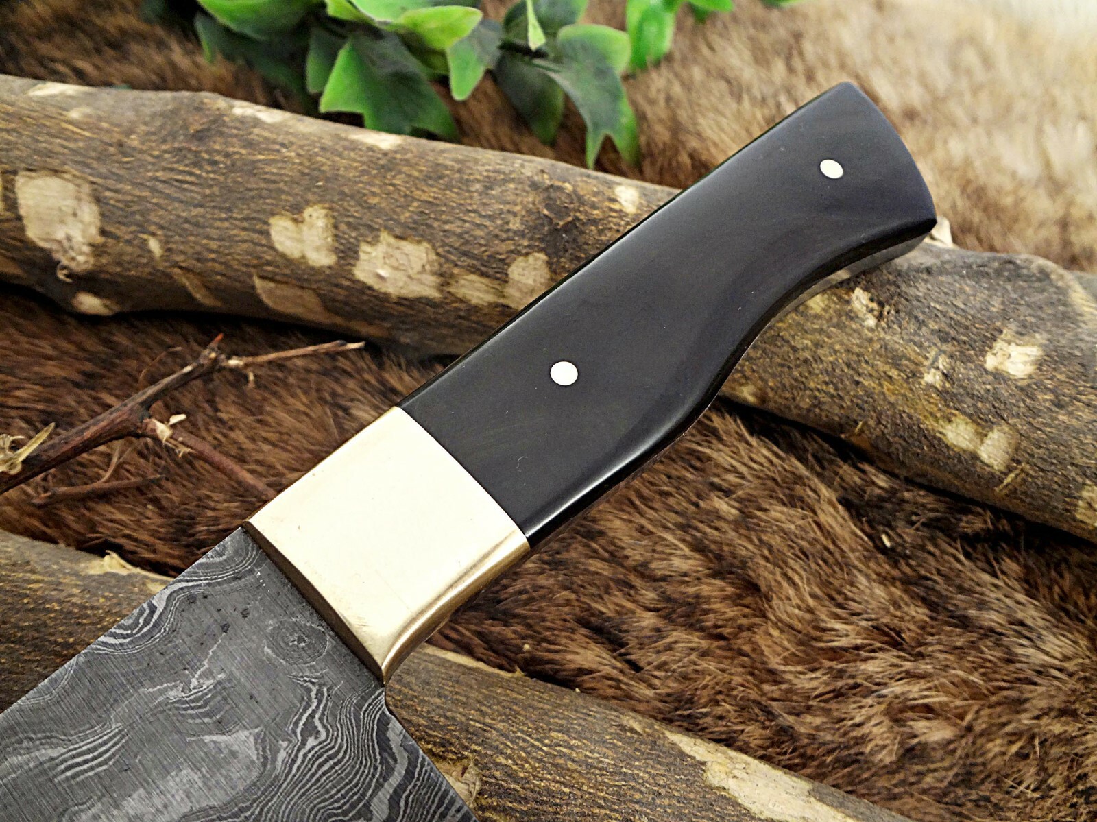10.5″ long Damascus steel Utility Kitchen Knife 6″ cutting edge, Horn scale