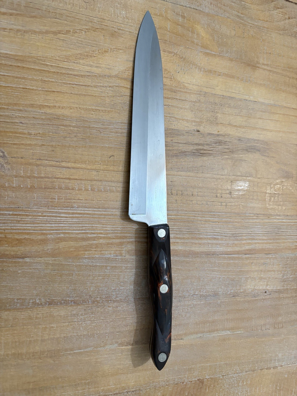 Vintage CUTCO French Chef Knife 1725 Classic Marbled Brown Handle 9” Blade