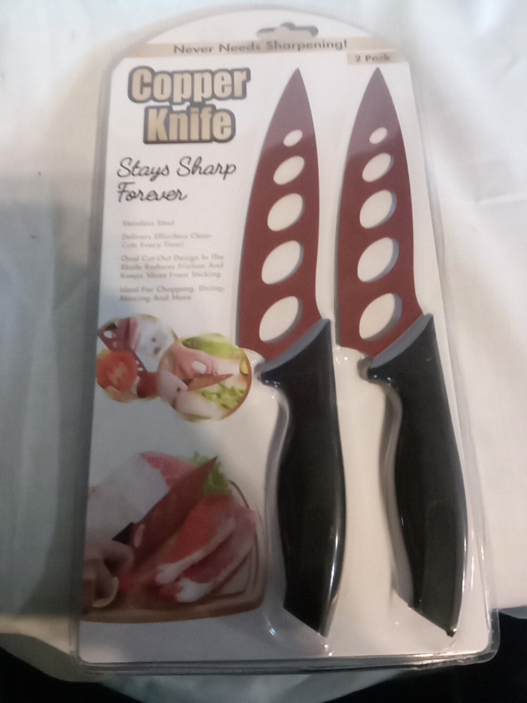 2-Pack Copper Knife Never Needs Sharpening Stainless Steel 5.5″ Blade 9.75 in.