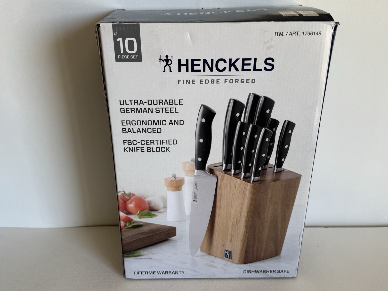 Henckels Fine Edge Forged Knife Block Set 10 Piece Brown German Steel Kitchen