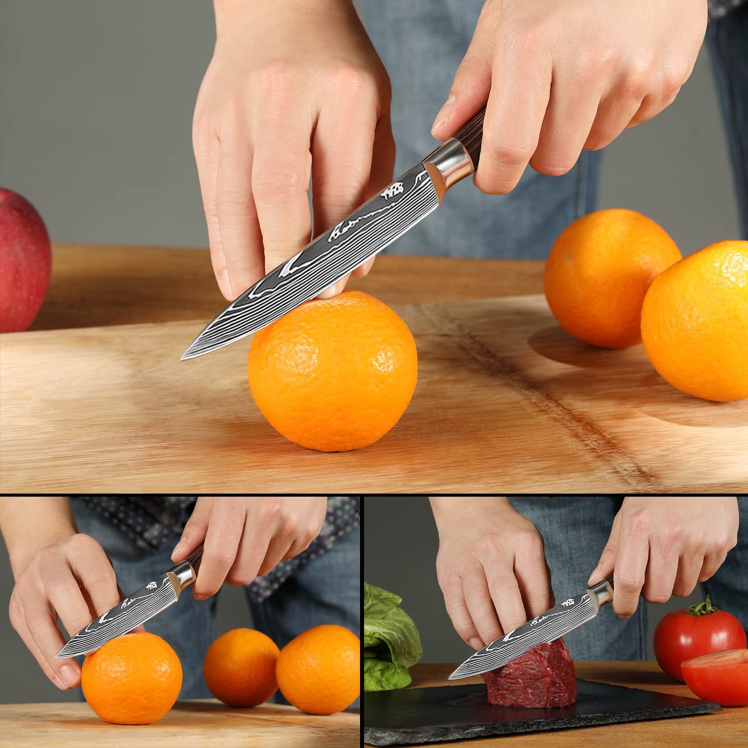 Paring Knife Set 3.5 Inch Fruit 5 Inch Utility Sharp High Carbon Stainless