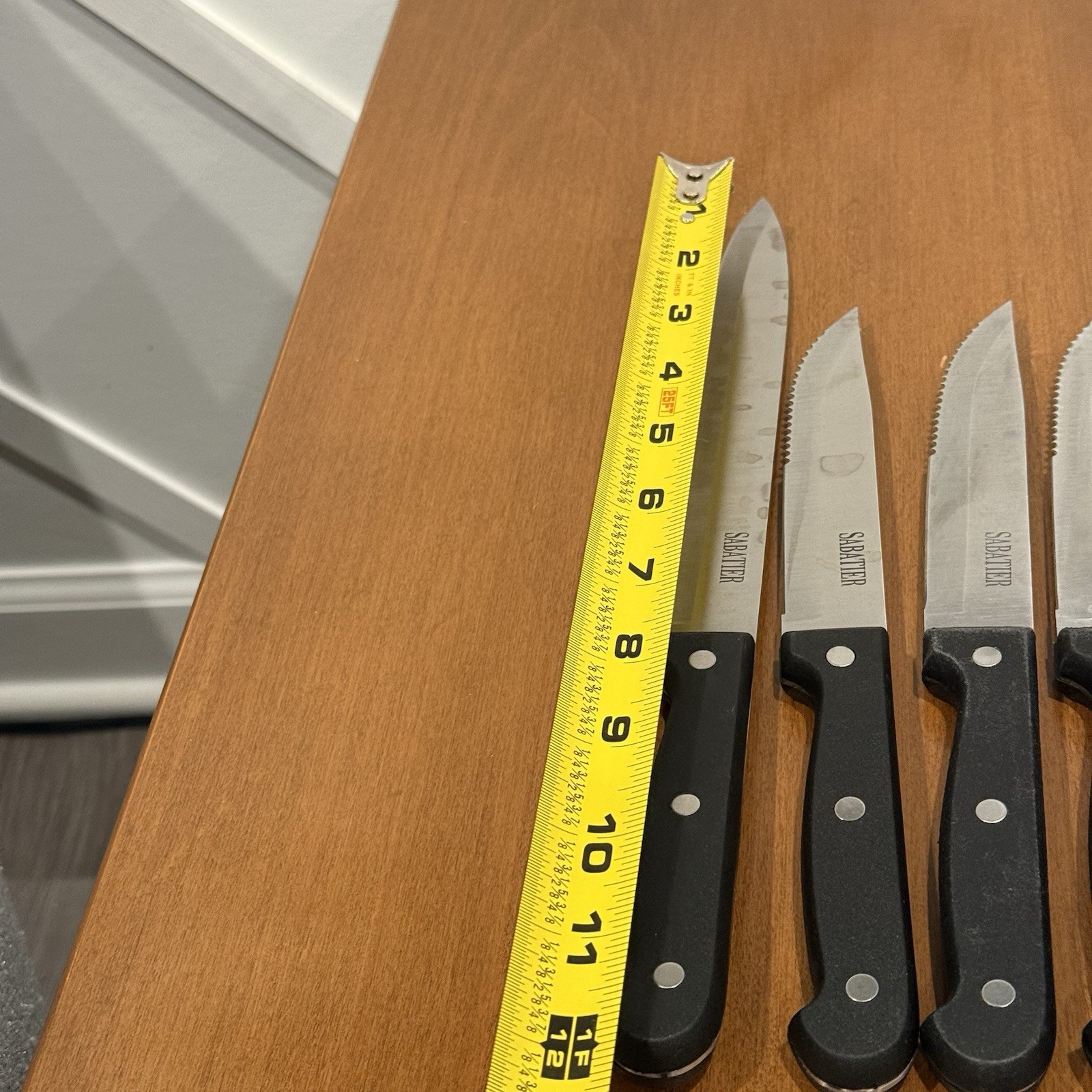 Sabatier 5″ Serrated Steak Set of 6 + Utility Knife Black Polymer Handle