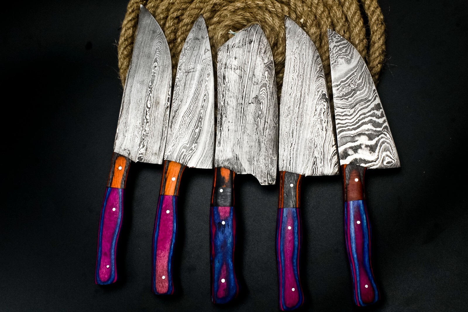CUSTOM HANDMADE FORGED DAMASCUS STEEL CHEF KNIFE KITCHEN CHEF KNIVES SET