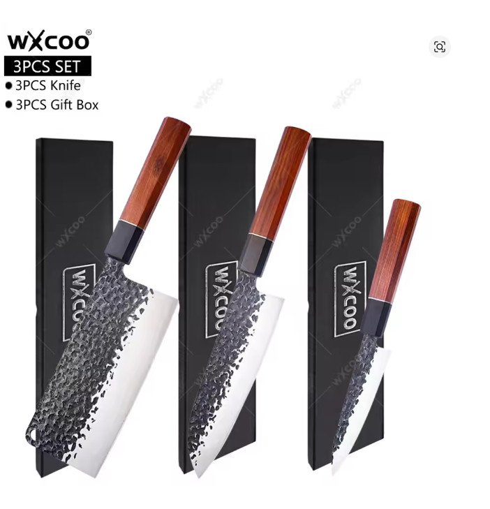 WXCOO Professional Chef Knife Hand Forged Kitchen Knife Solid Wood Slicing…..