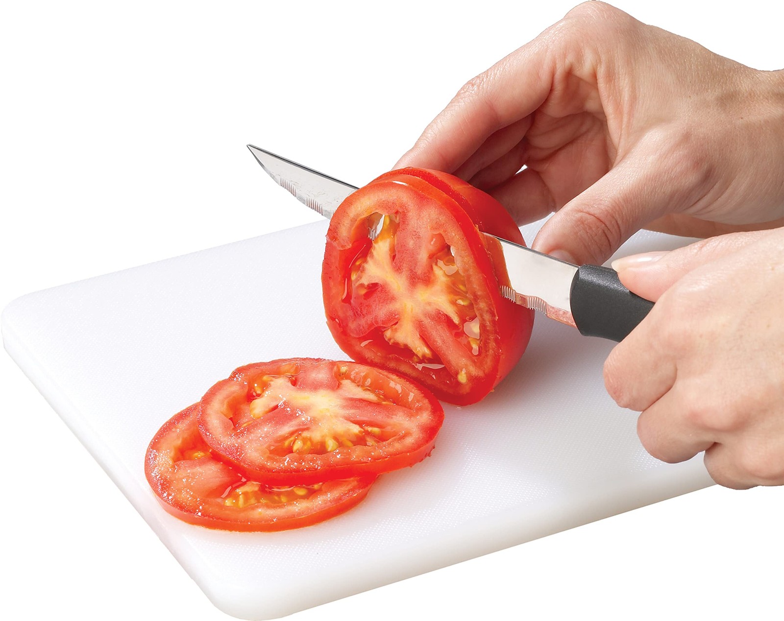 Goodcook 4.5-Inch Serrated Utility Kitchen Knife, silver/black