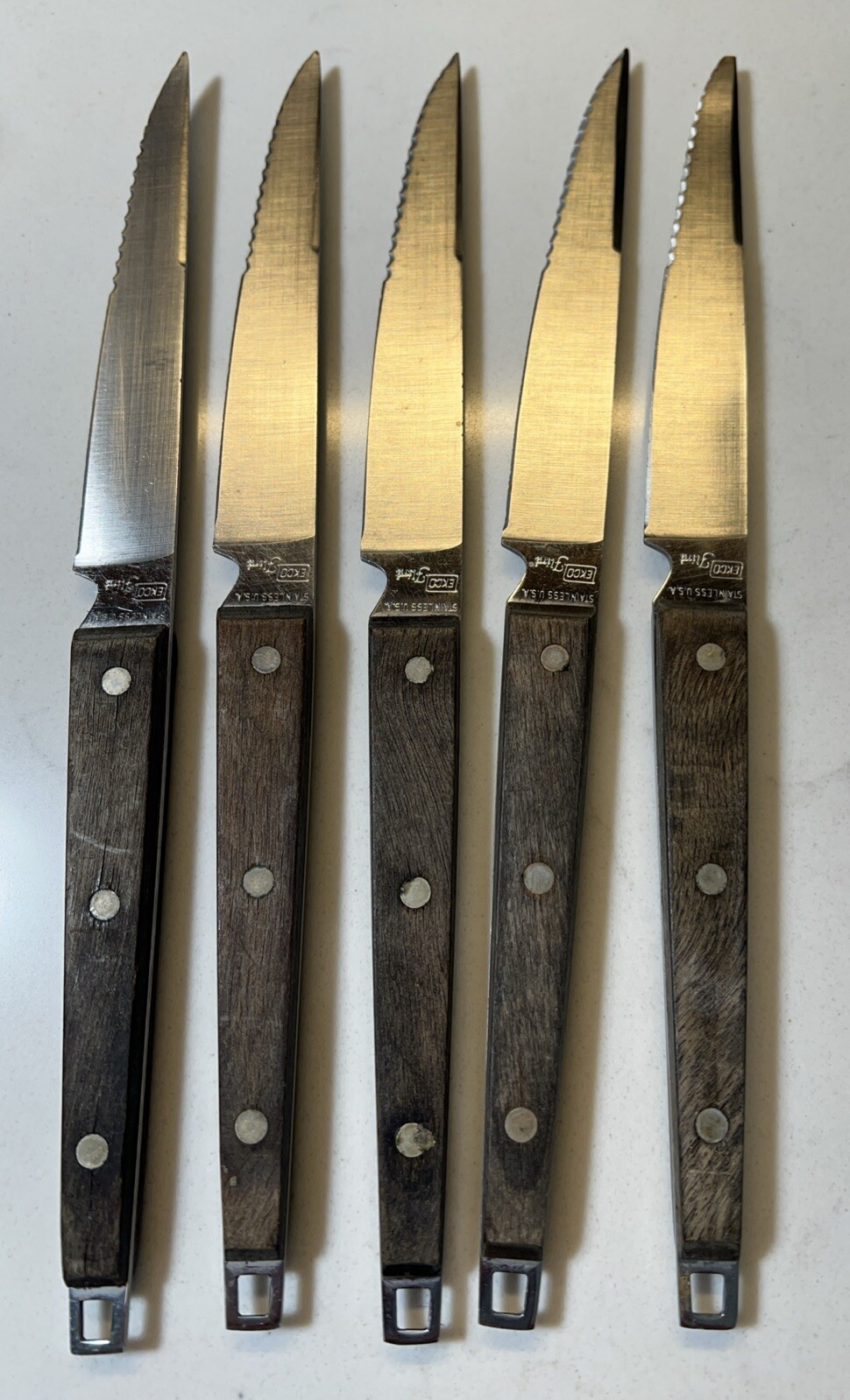 Ekco Flint Steak Knives Teak Set 5