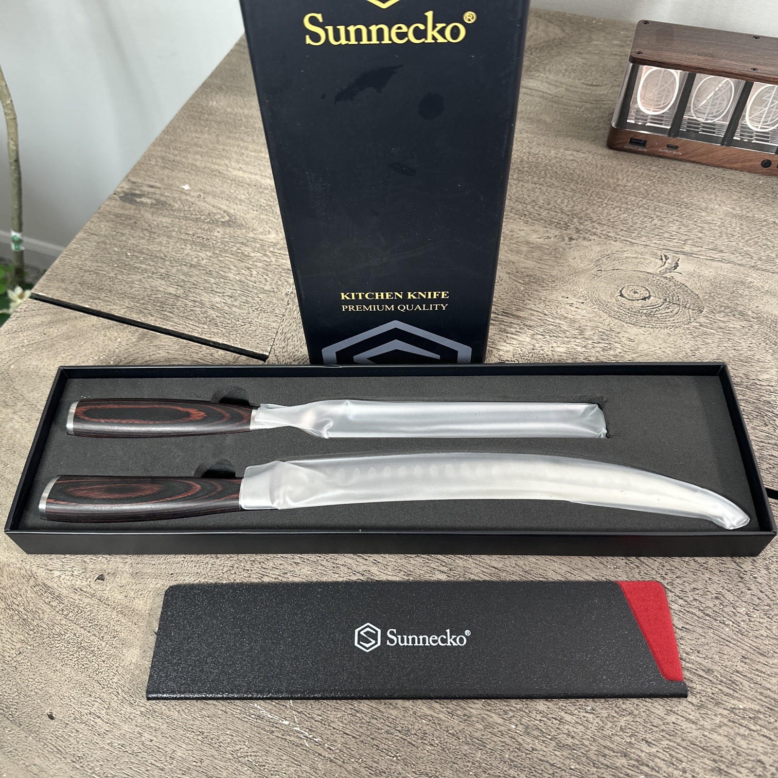 Sunnecko 2PCS Butcher Knives Set Stainless Steel 10” Carving Knife w/ Meat Fork