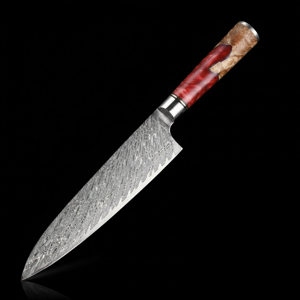 6-Piece Damascus Knife Set 67-Layer VG10 Japanese Kitchen Knives Red Resin