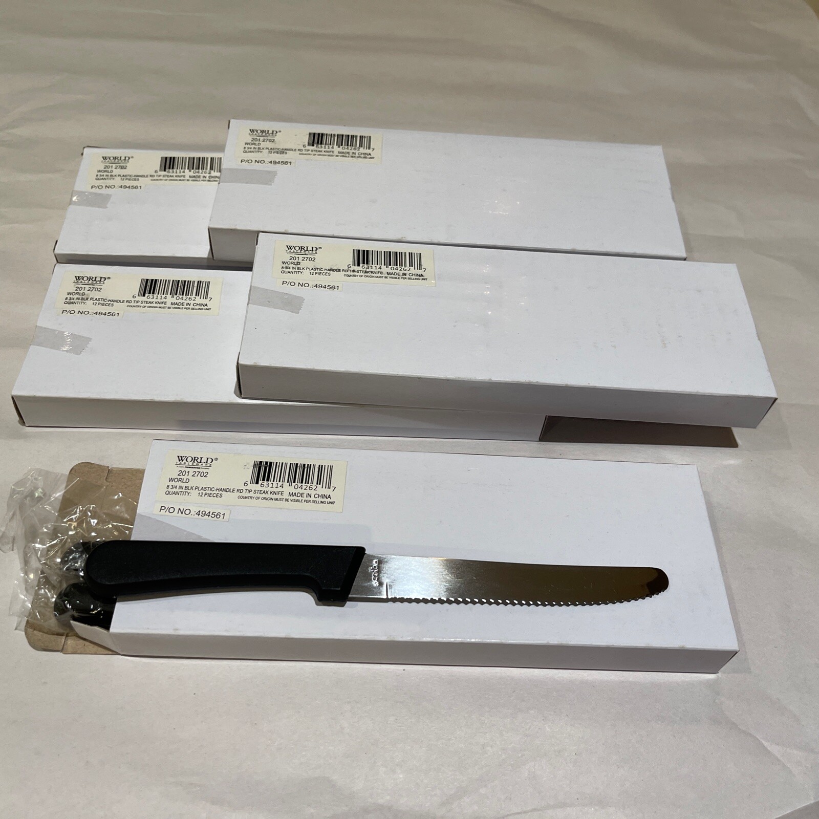 5 Dozen (60 ea) World Tableware Steak Knife 8 3/4 BLK Plastic Handle 2012702 NEW