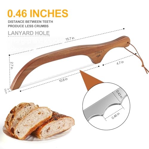 Sourdough Bread Knife, Bread Slicer for Homemade, 16″ Wooden Bread Cutter |