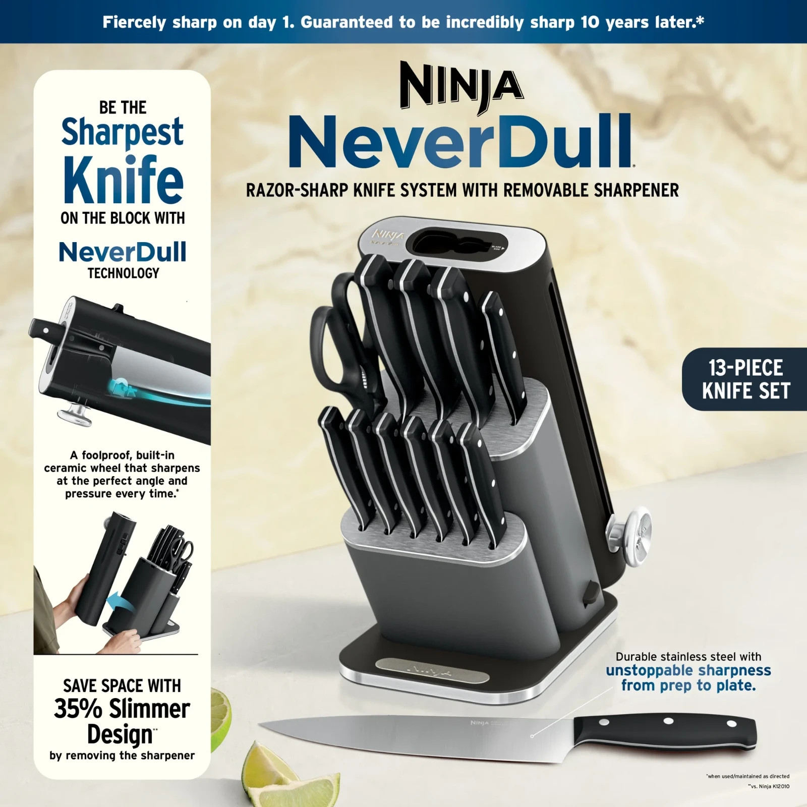 Ninja NeverDull Razor-Sharp 13-Piece Knife System with Removable Sharpener