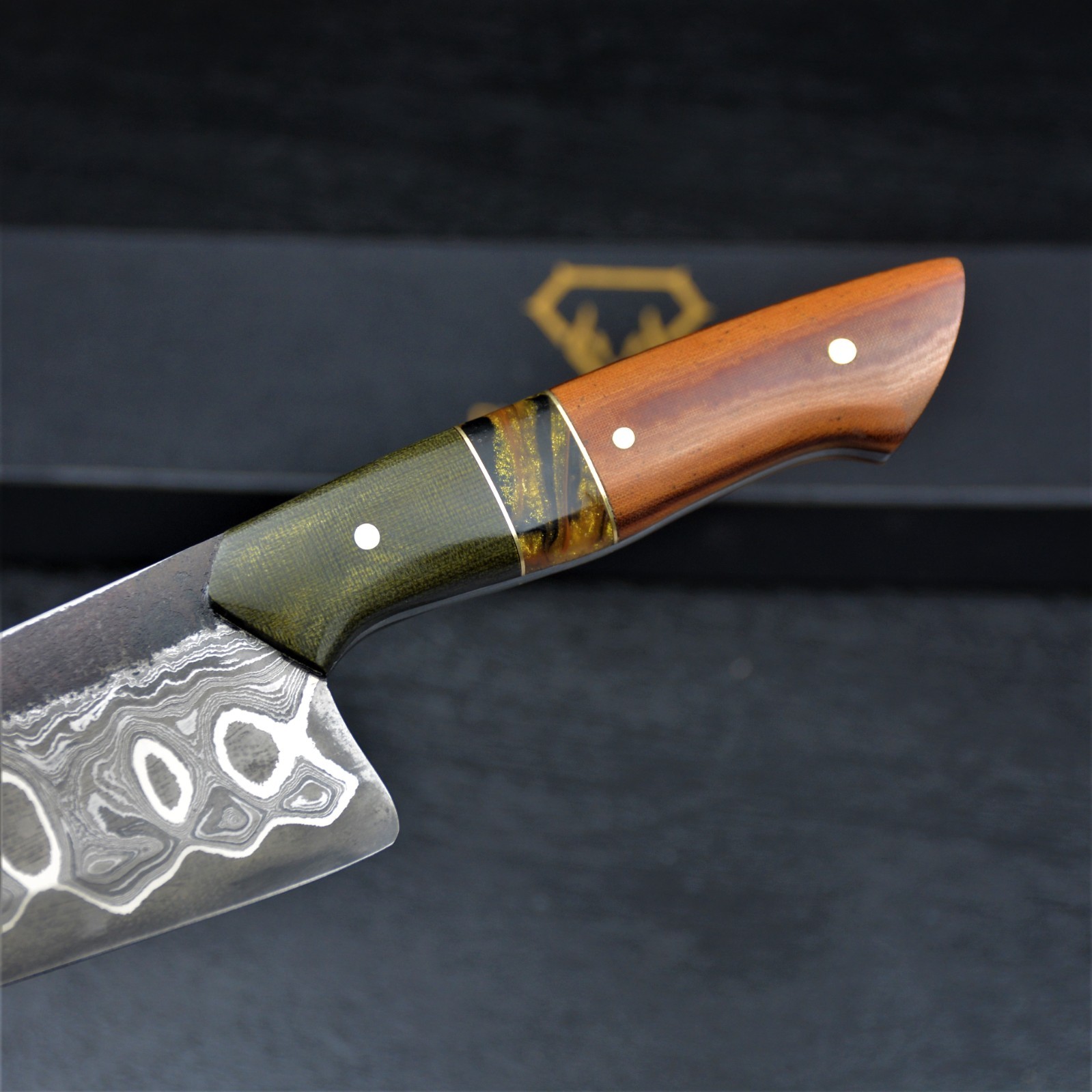 HandForged Gyuto Damascus Chef Knife San Mai , 52100 steel core , G 10 Handle