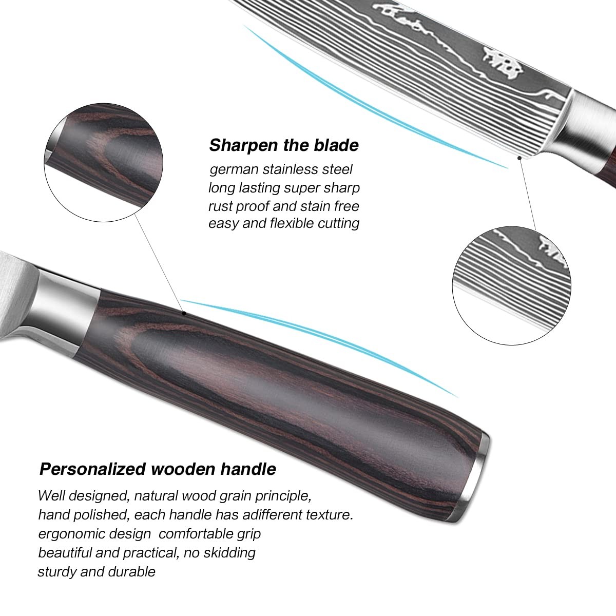 Paring Knife Set 3.5 Inch Fruit 5 Inch Utility Sharp High Carbon Stainless