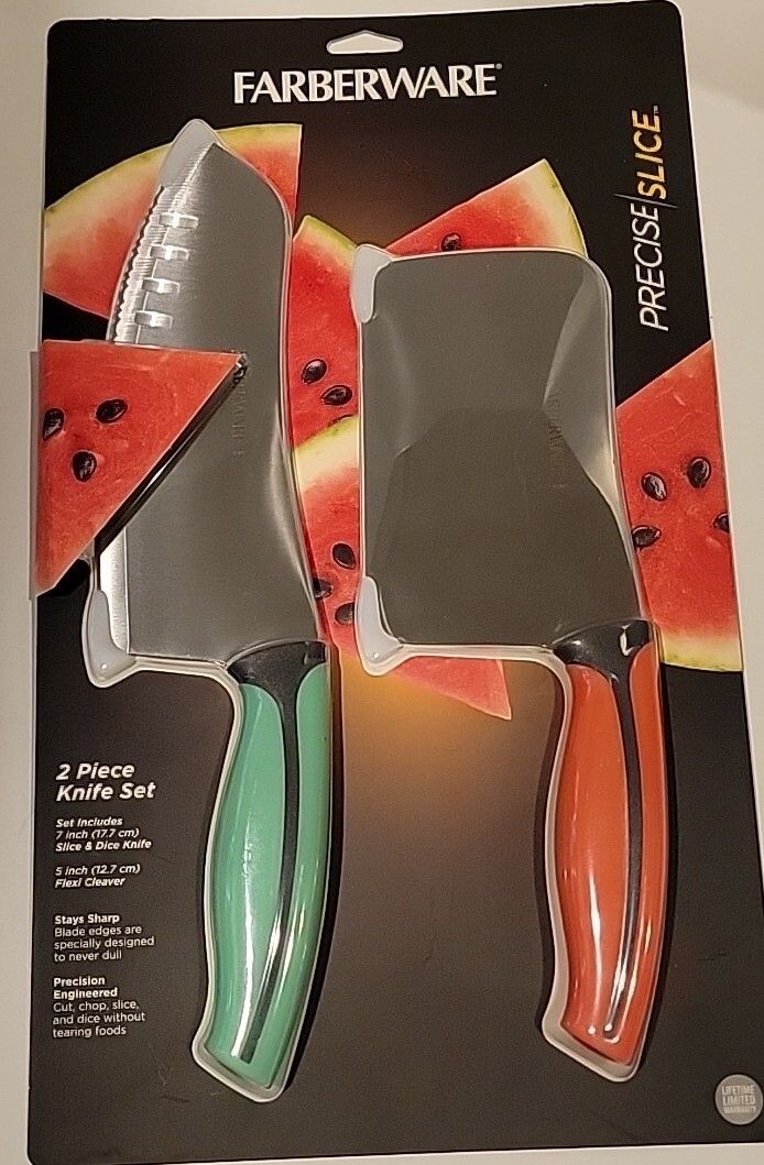 Farberware Precise Slice 2 Piece Knife Set 7” Slice/Dice & 5” Flexi Cleaver