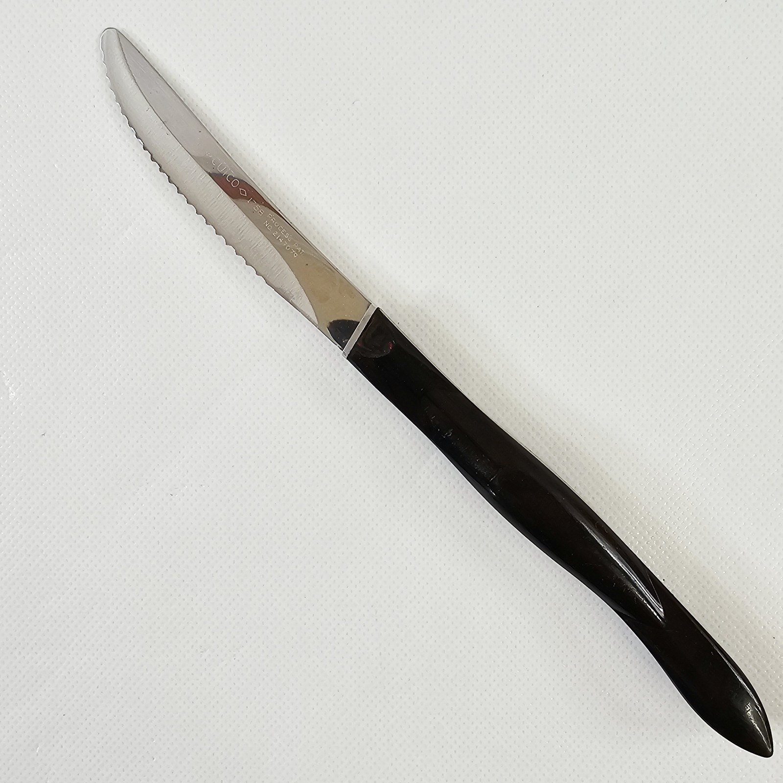 Cutco 1758 / 1759 USA Made Brown Swirl Steak Table Knife 3.5″ Chrome MCM Accent