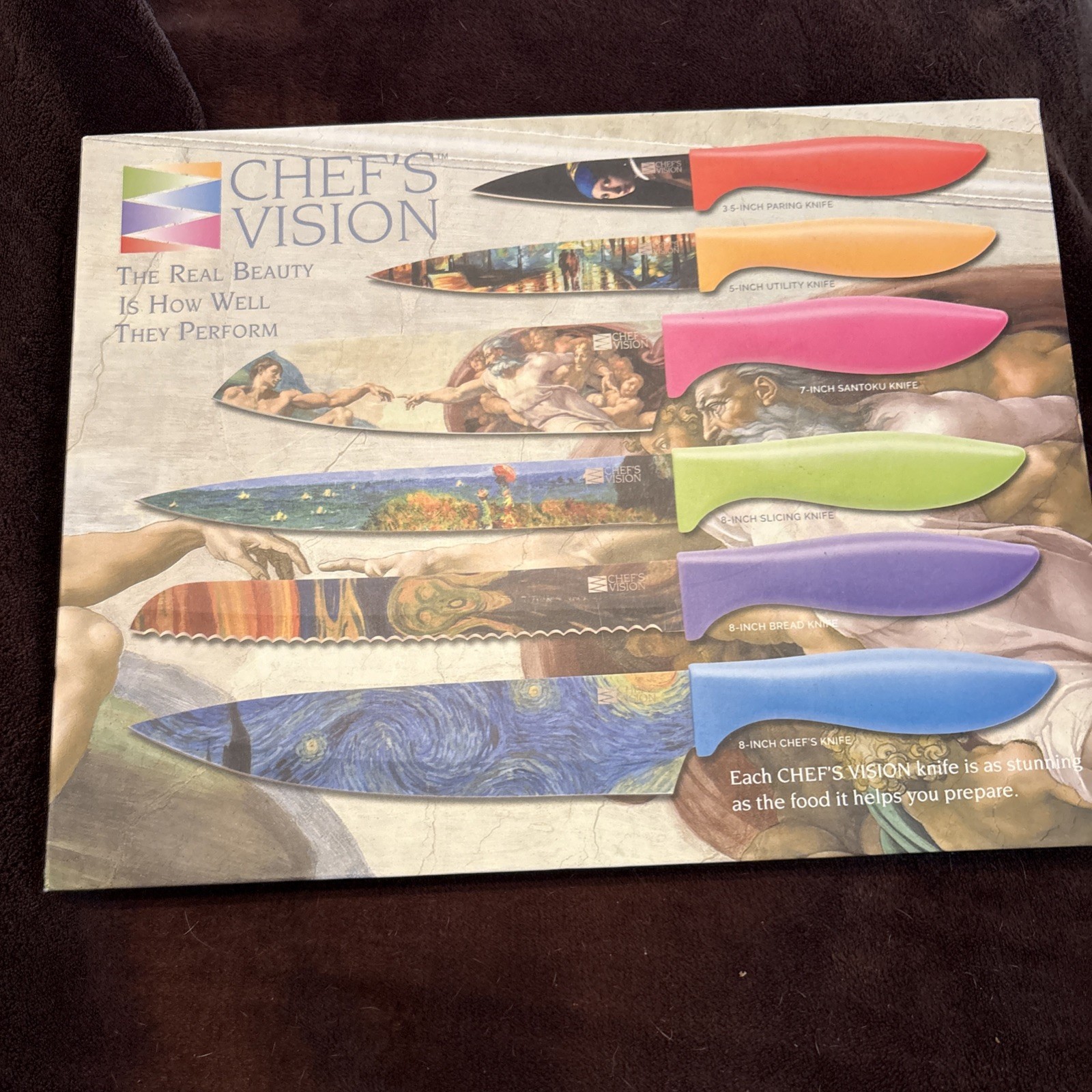 Beautiful Chef’s Vision 6-Piece Masterpiece Series Kitchen Knife Set in Gift Box