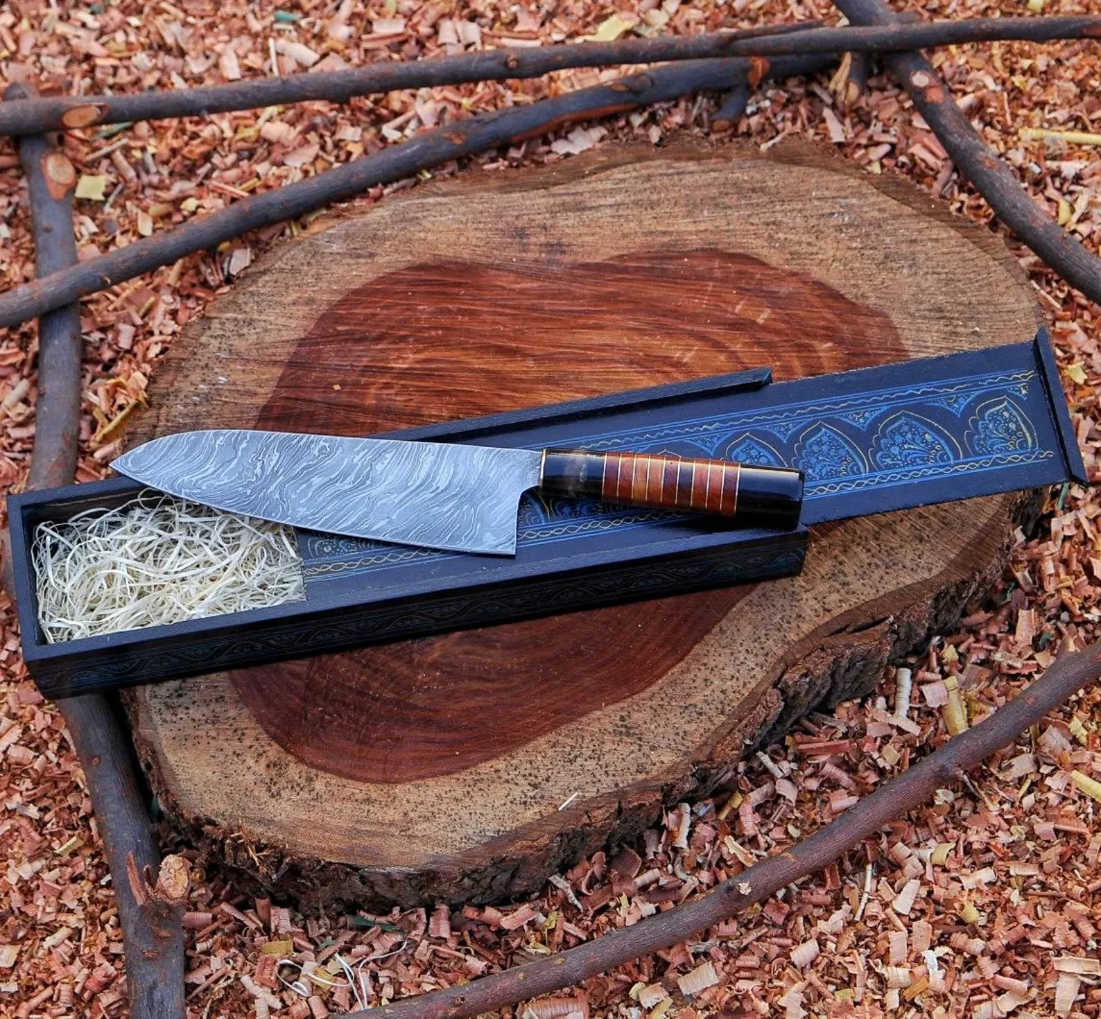 Hand-Forged Damascus Steel Chef Knife With Rosewood Handle