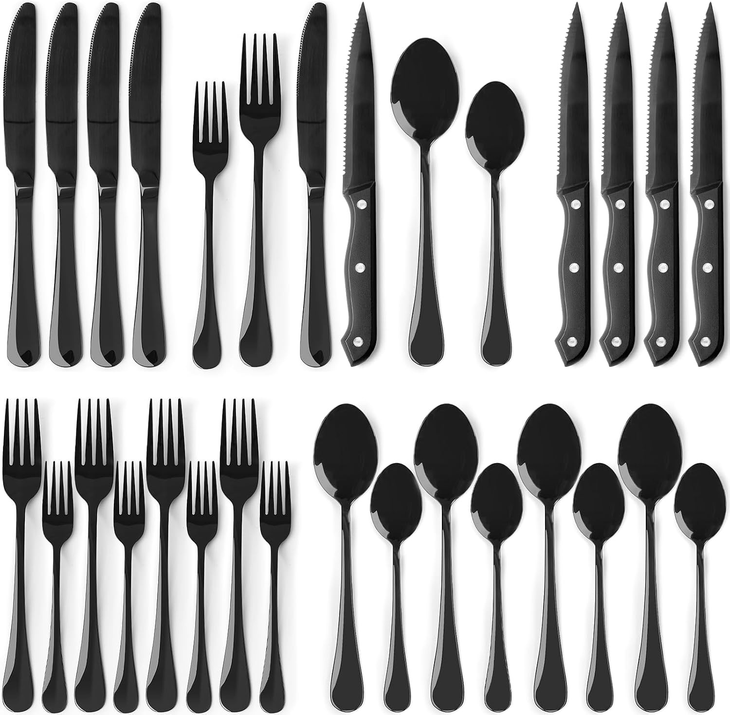 Polished Steel Dining Flatware Steak Knives Forks Spoons Home Bistro