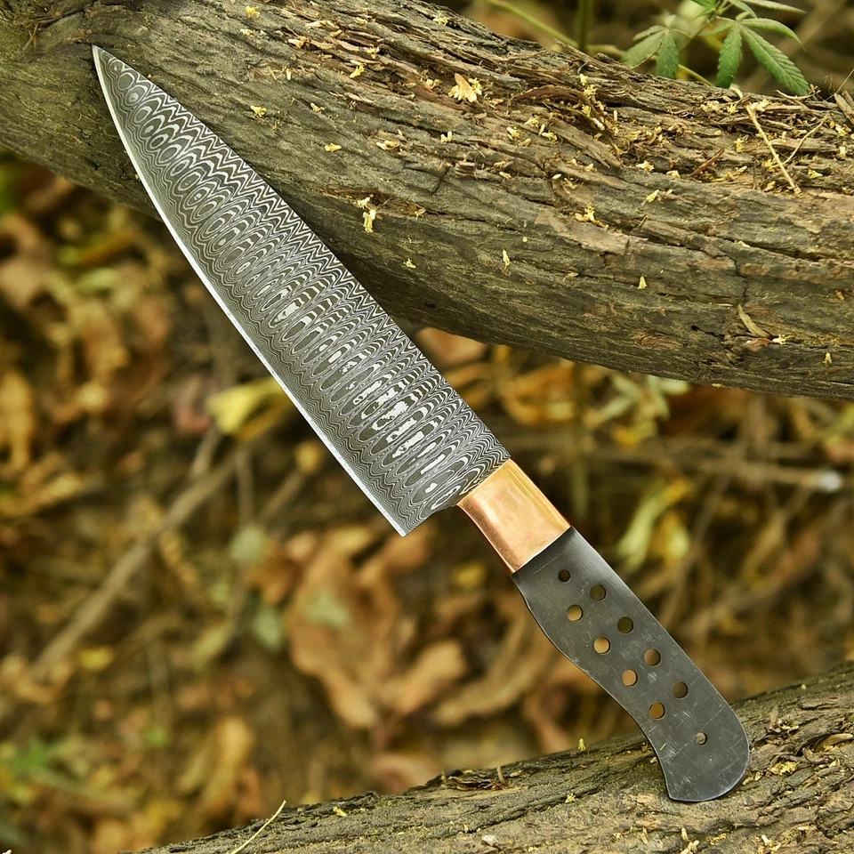 CUSTOM MADE HAND FORGED DAMASCUS STEEL BLANK BLADE UTILITY CHEF KNIFE 1073