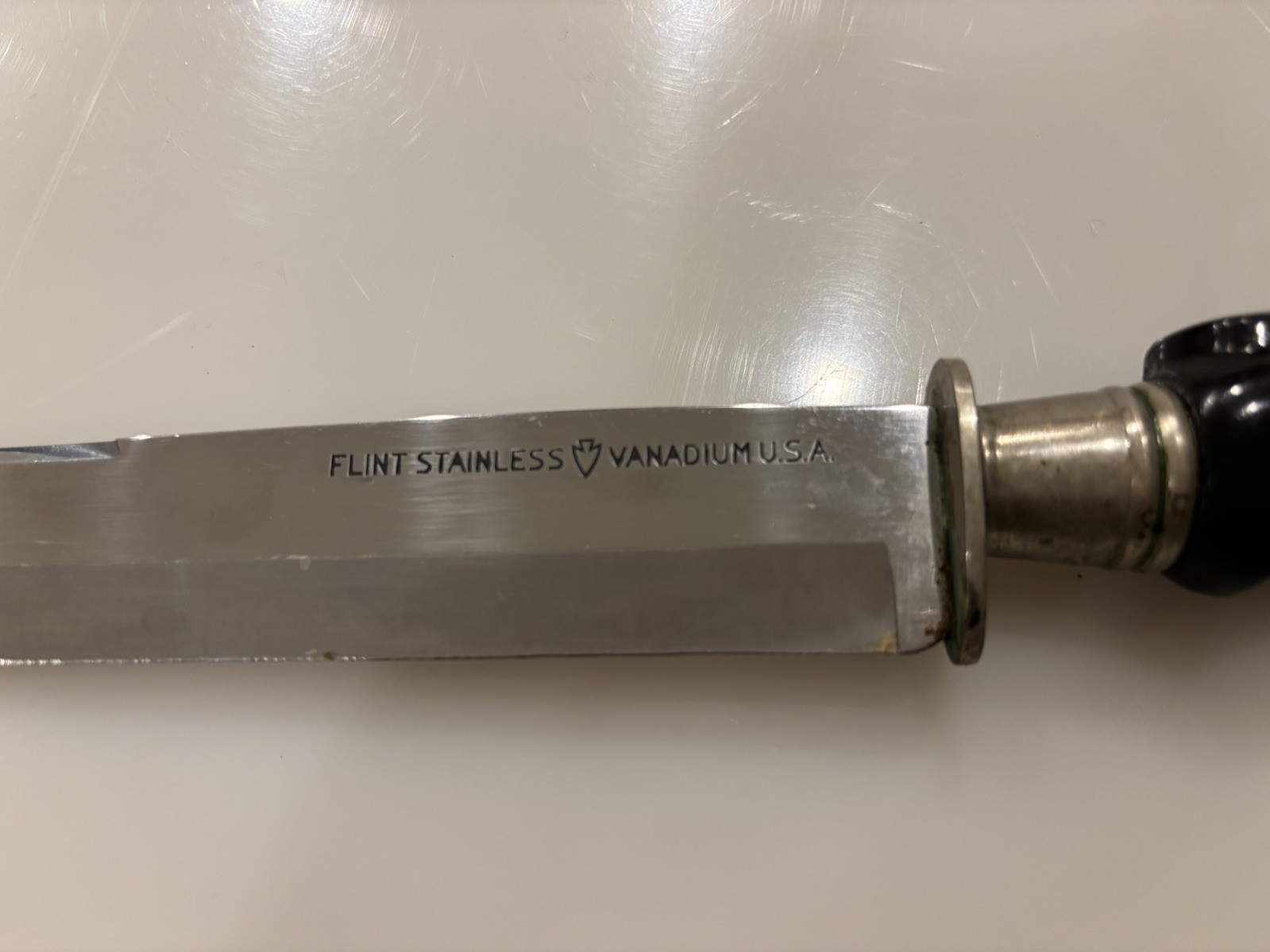 Vintage Flint Hollow Ground Cutlery Carving Set w/ Original Wood Box