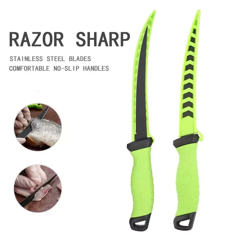 7″ Fishing Fillet Knife 5″ Bait,Meat, Fish Knive w Sheath German Stainless Steel