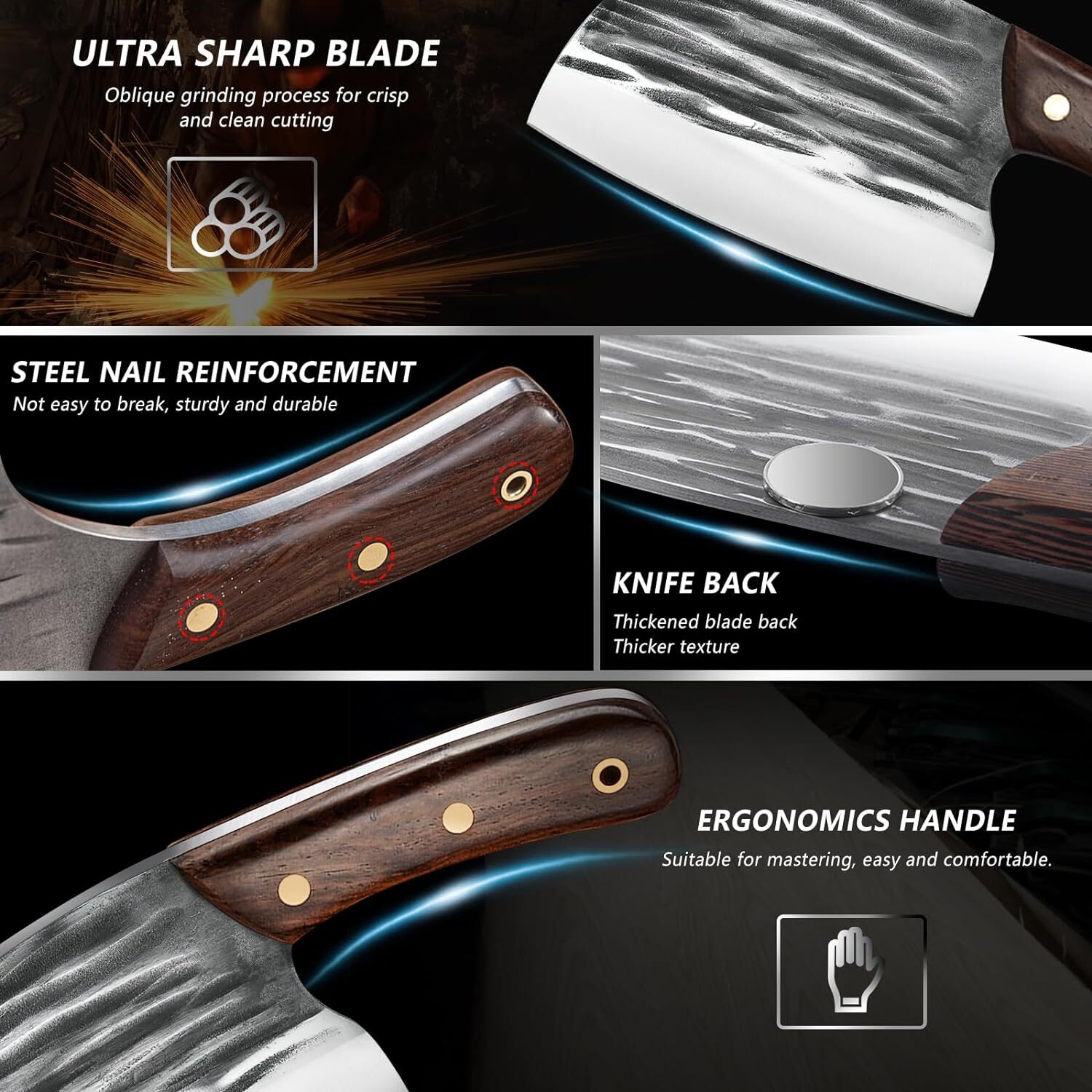 Handmade HAND FORGED DAMASCUS STEEL CHEF KNIFE Set Kitchen Knives with Sharpener