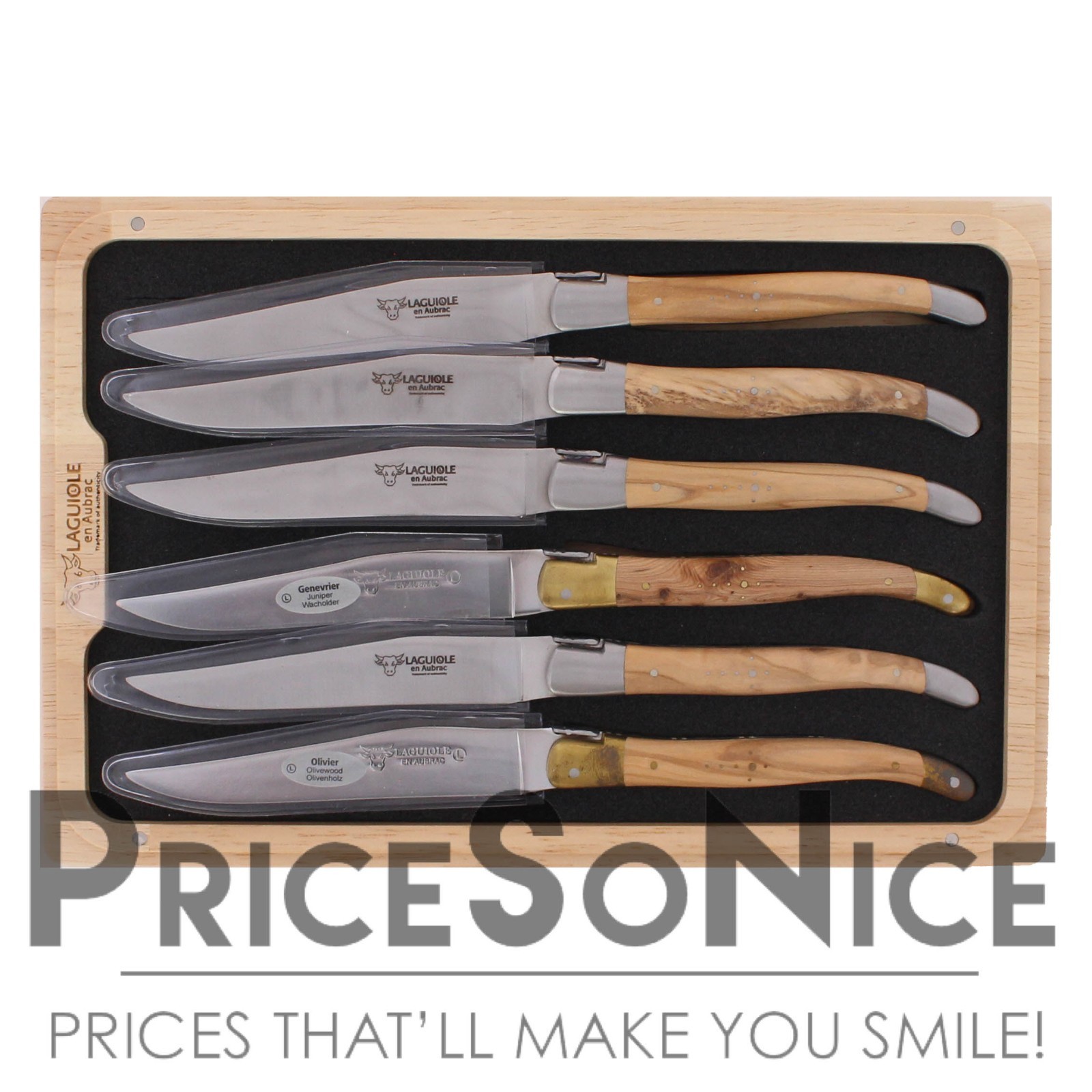 Laguiole en Aubrac 6-Piece Steak Knife Set w/ Mixed Wood Handles MSRP $550