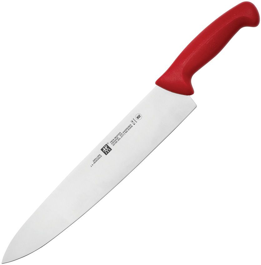 Henckels Zwilling Fixed Knife 12″ Stainless Steel Blade Red Plastic Handle