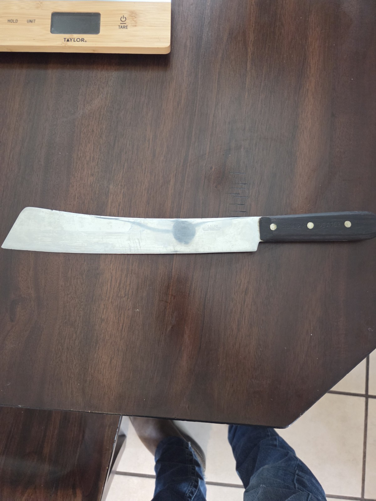 DEXTER S18912 KNIFE Butcher Tanto Carving Cleaver 12″ blade stainless USA vtg