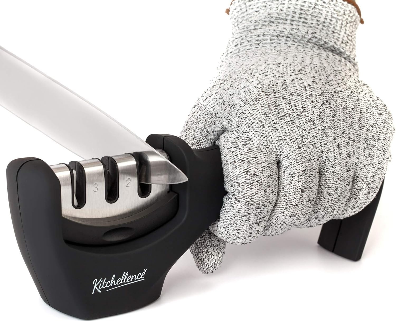 Durable 3-Stage Knife Sharpener & Cut-Resistant Glove | Essential Kitchen Tools
