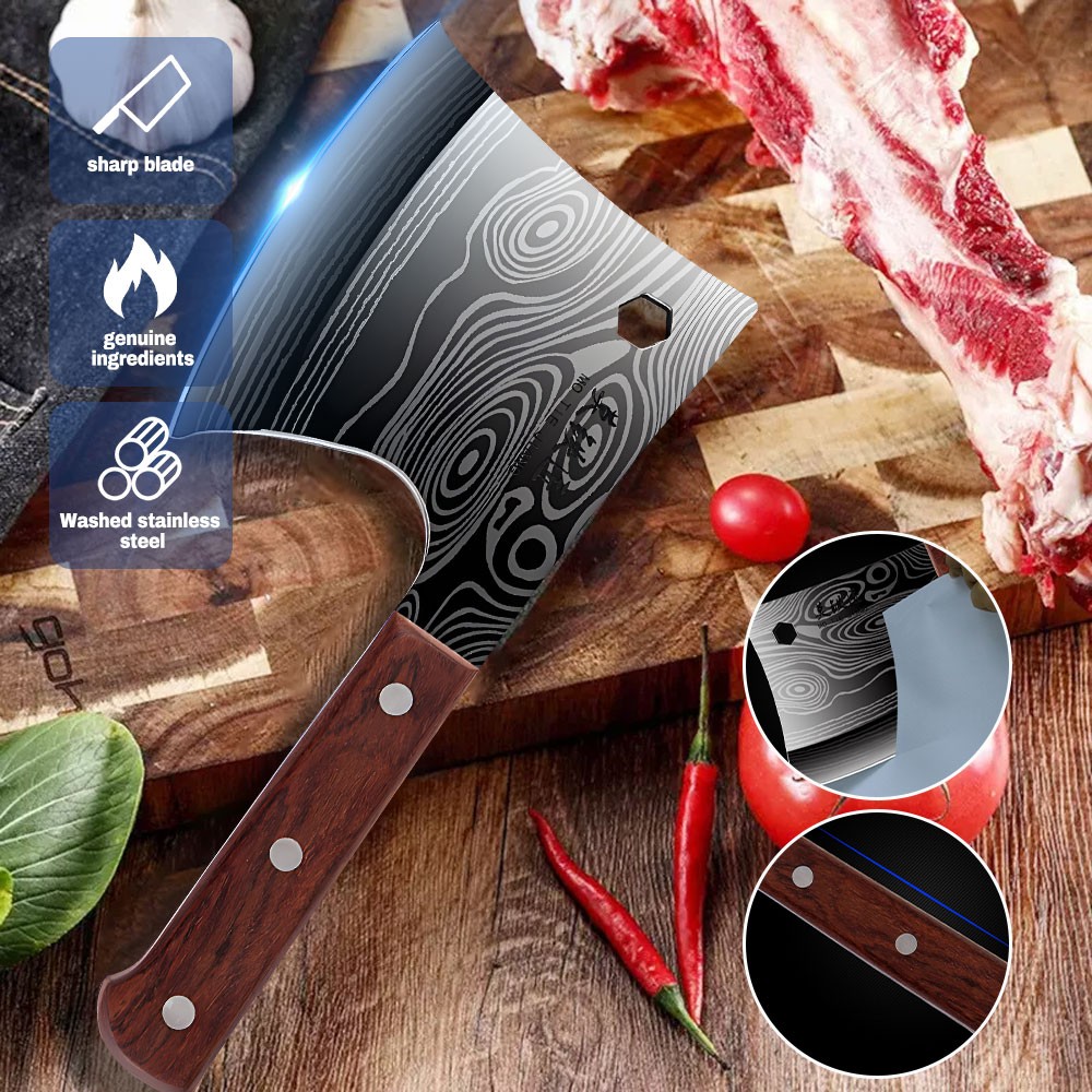 Meat Cleaver Butcher Knife Heavy Duty Stainless Steel Bone Chopper Cutting Axe