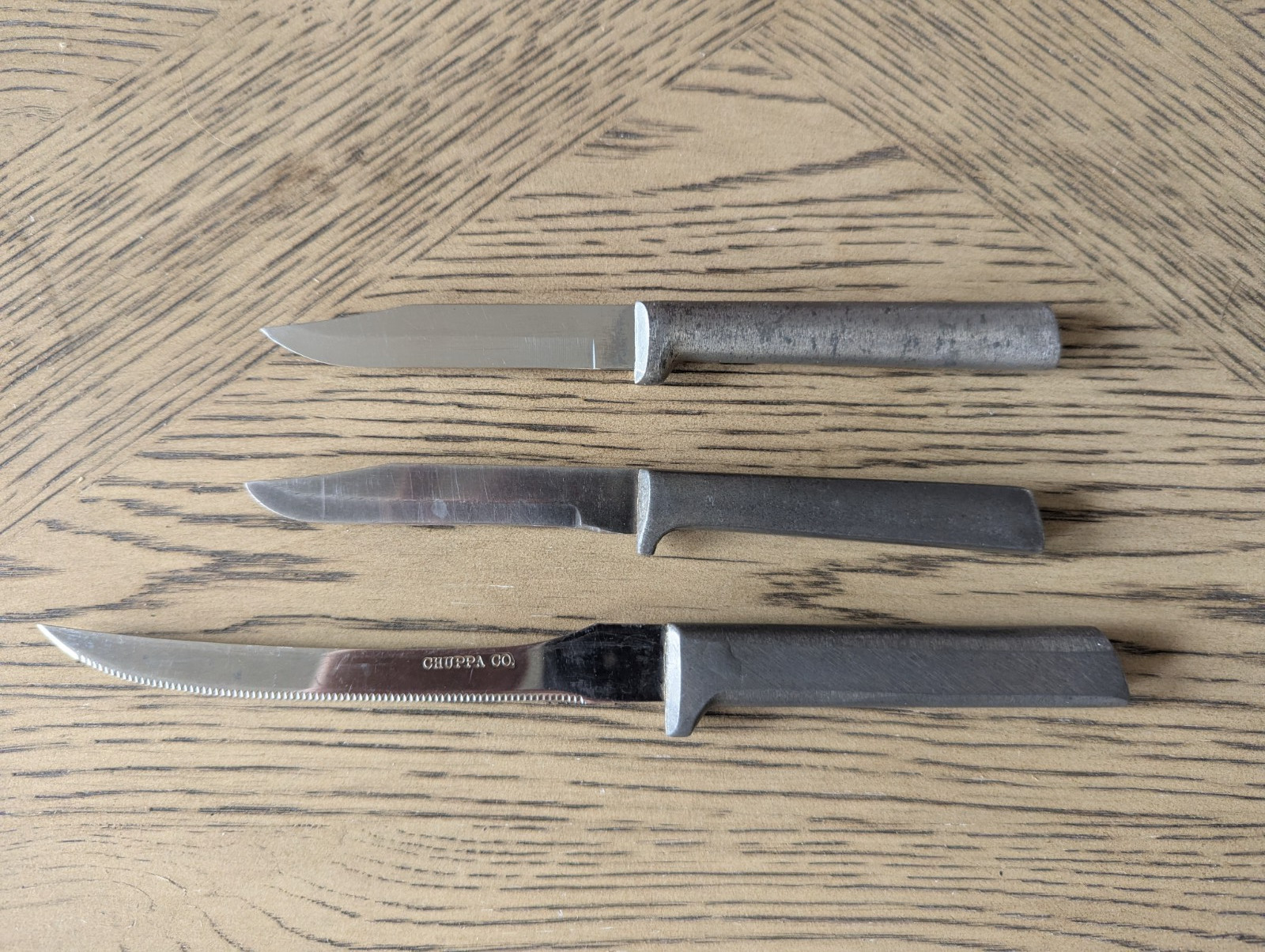Chuppa 5″ Serrated Fillet Knife & 2 Similar Steel & Aluminum Steak Knives