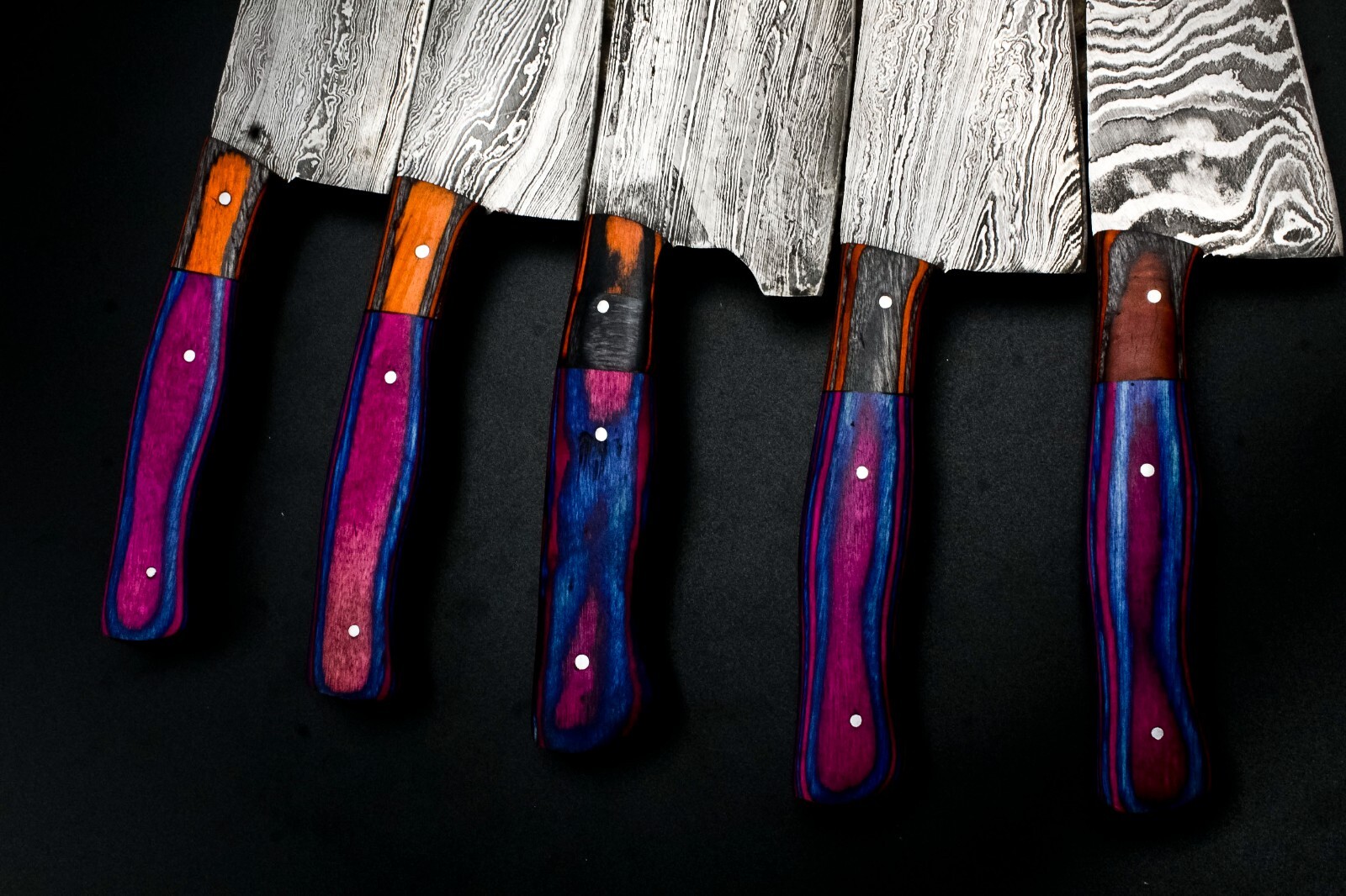 CUSTOM HANDMADE FORGED DAMASCUS STEEL CHEF KNIFE KITCHEN CHEF KNIVES SET