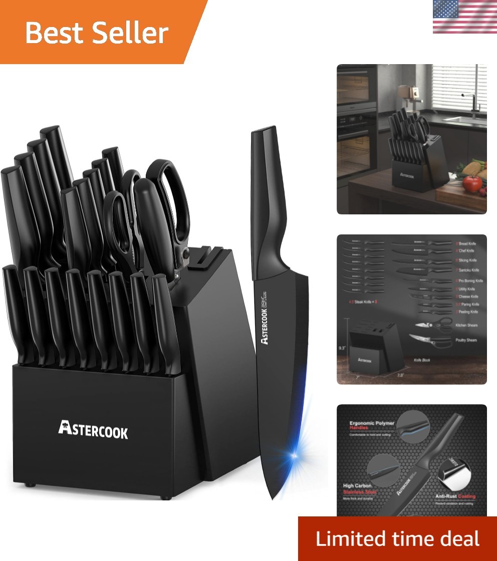 Knife Set, 21 Pieces Knife Sets for Kitchen with Block, Dishwasher Safe Kitch…